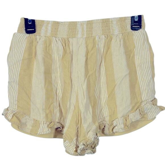 American Eagle Linen Blend Ruffle Runner Shorts Yellow Striped Size Small - Picture 8 of 13